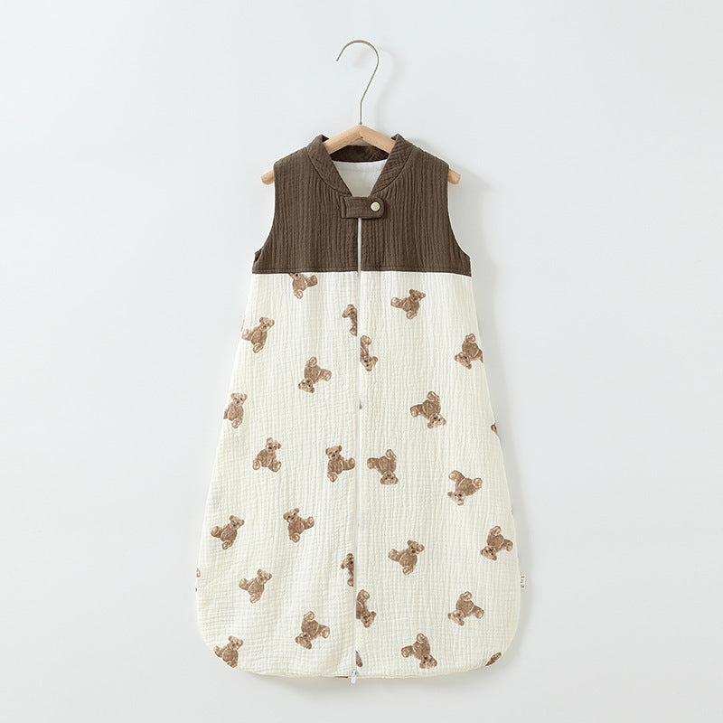 Baby Slaapzak met Dubbele Laag – Patchwork Wafel Gilet Slaapzak met Kraag – Ademend & Zacht