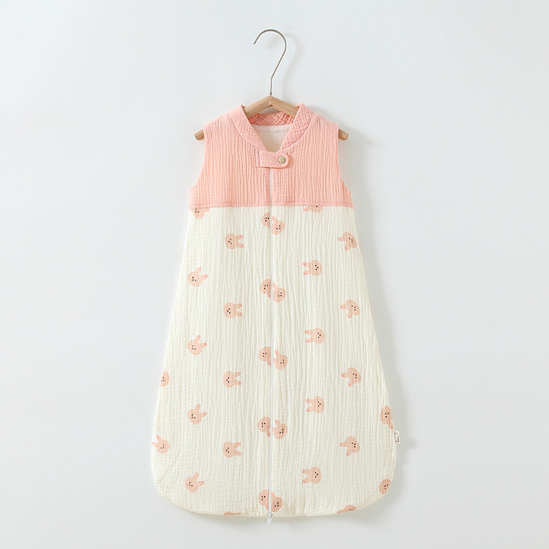 Baby Slaapzak met Dubbele Laag – Patchwork Wafel Gilet Slaapzak met Kraag – Ademend & Zacht