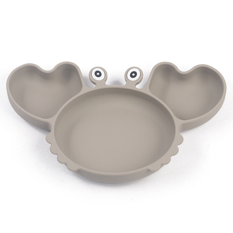 Siliconen Kinderbord met Vakken – Krabvormig Babybord met Lepel & Vork – Antislip & BPA-vrij