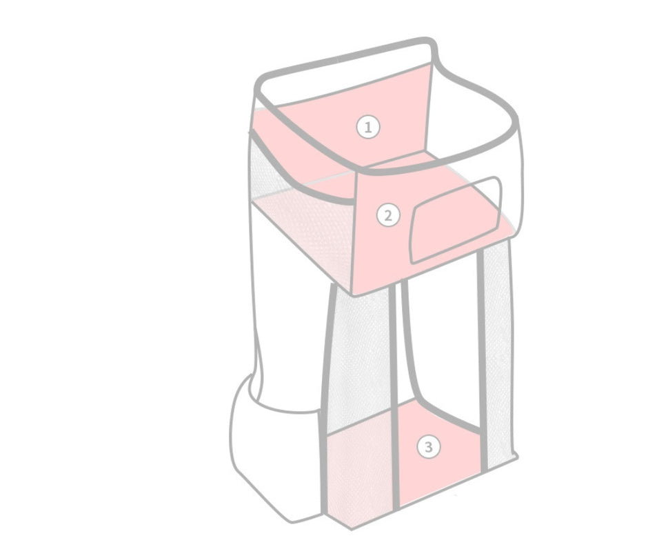 Ophangbare Luiertas voor Babybed – Grote Opbergtas van Oxford met Stevige PP-plaat & Mesh Vakken