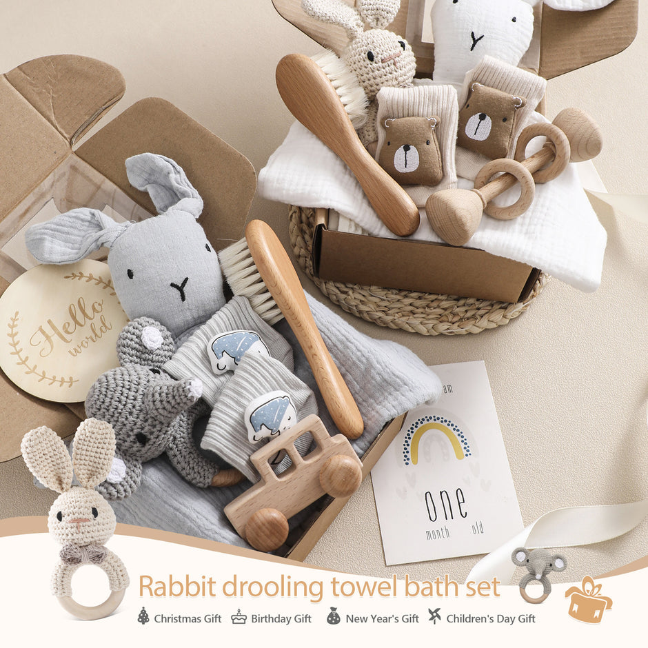Baby Comfort Rammelaar Konijn Badhanddoek Cadeauset