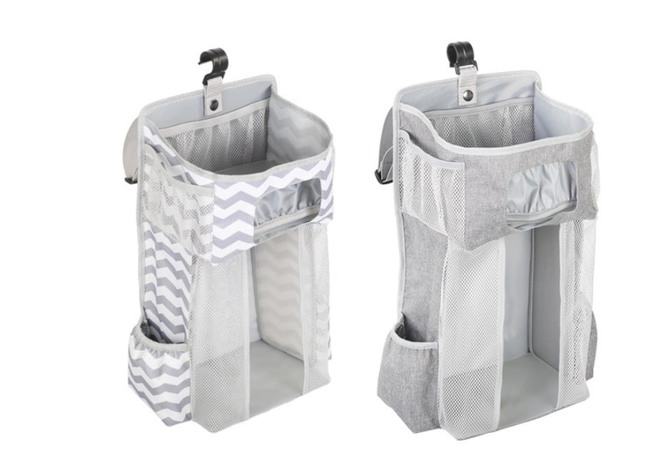Ophangbare Luiertas voor Babybed – Grote Opbergtas van Oxford met Stevige PP-plaat & Mesh Vakken