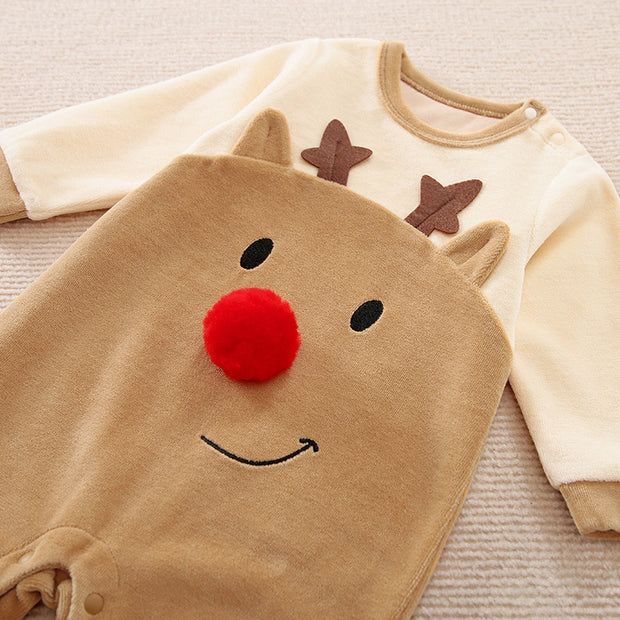 Kerst Baby Romper | Dikke Pluche Fawn One-Piece