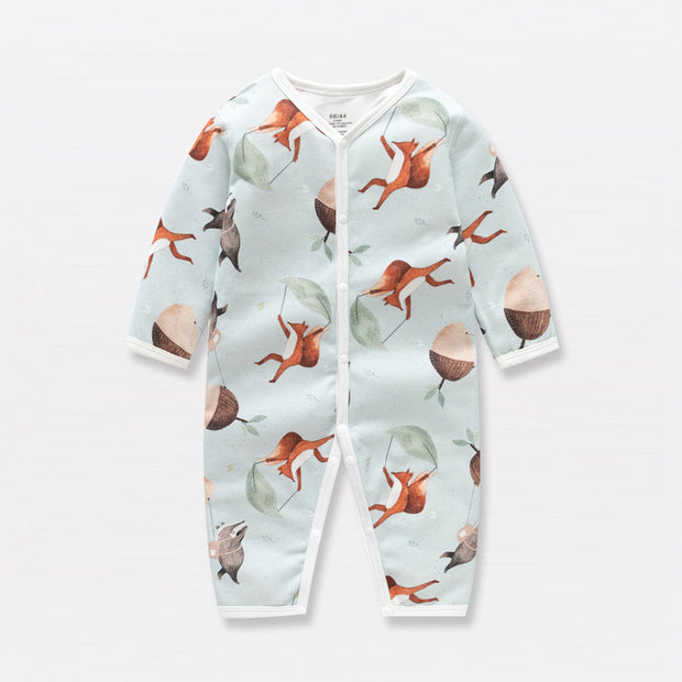 Babypakje met Vos & Beer Print | Comfortabel Rompertje voor Lente & Herfst
