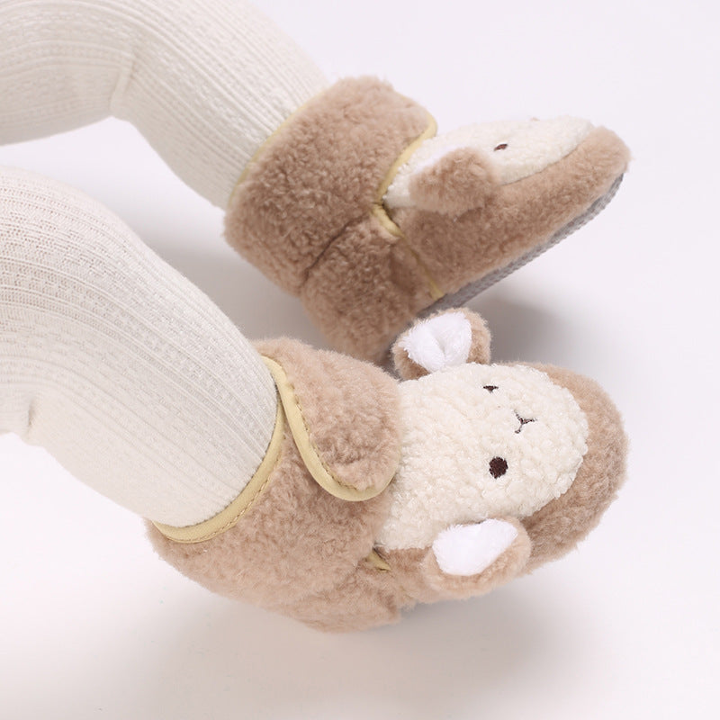 Warme Antislip Babyslofjes van Katoen – Unisex voor 0-12 Maanden – Schattige Dierenprint