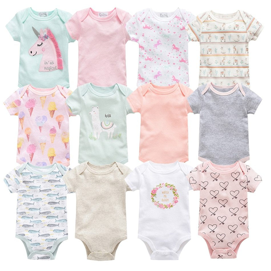 Baby Onesie Set – 3-delige Katoenen Rompers met Korte Mouw