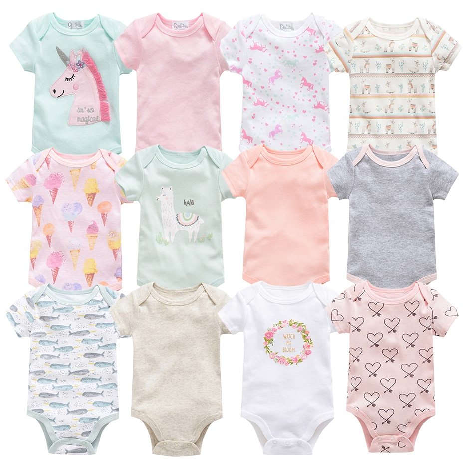 Baby Onesie Set – 3-delige Katoenen Rompers met Korte Mouw