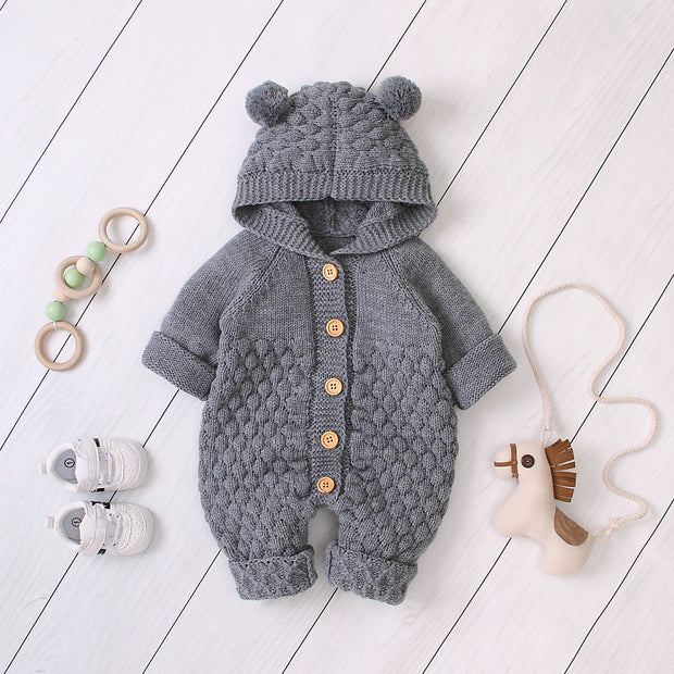 Baby Gebreide Jumpsuit – Warme Knitted Onesie voor Herfst & Winter