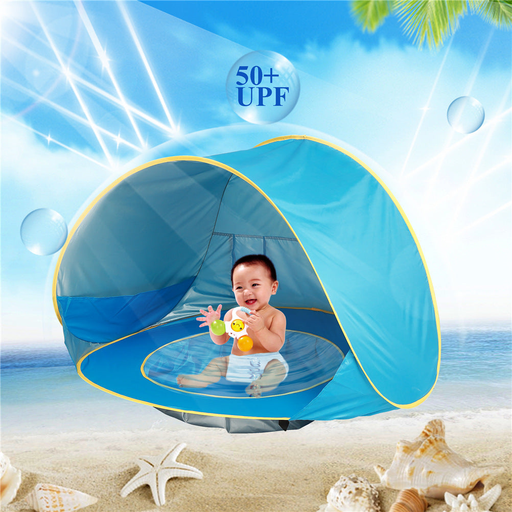 Opvouwbare Baby Strandtent met Mini Zwembad – UV50+ Bescherming – Voor 1-2 Kinderen – Inclusief Draagtas & Haringen