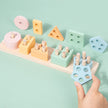 Montessori Houten Vormenstoof – Vijfdelige Kolomvorm Sorteer Set