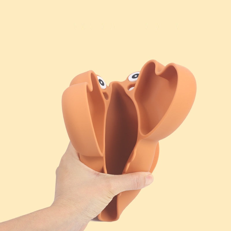 Siliconen Kinderbord met Vakken – Krabvormig Babybord met Lepel & Vork – Antislip & BPA-vrij