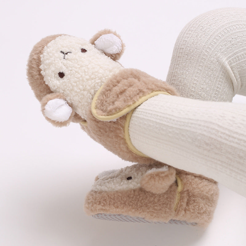 Warme Antislip Babyslofjes van Katoen – Unisex voor 0-12 Maanden – Schattige Dierenprint
