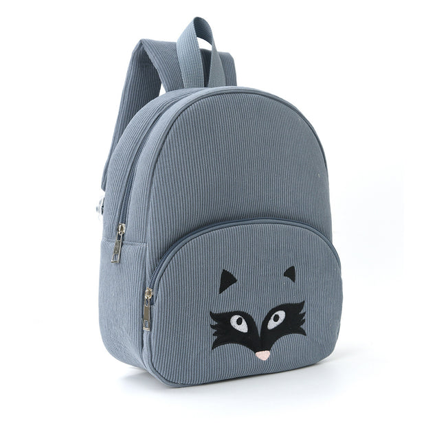 Kinder Rugzak met Geborduurd Diertje – Corduroy, Unisex & Slijtvast | Onder 20 L