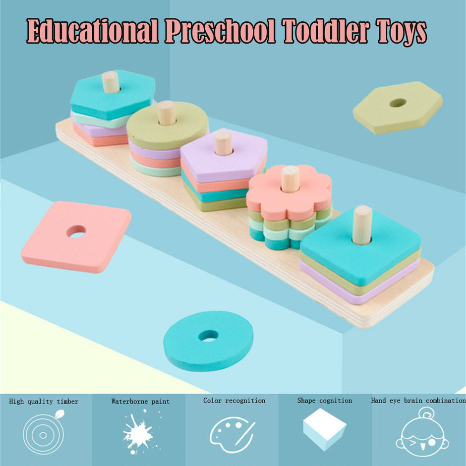 Houten Geometrische Vormenspeelset voor Kinderen – Educatief & Creatief