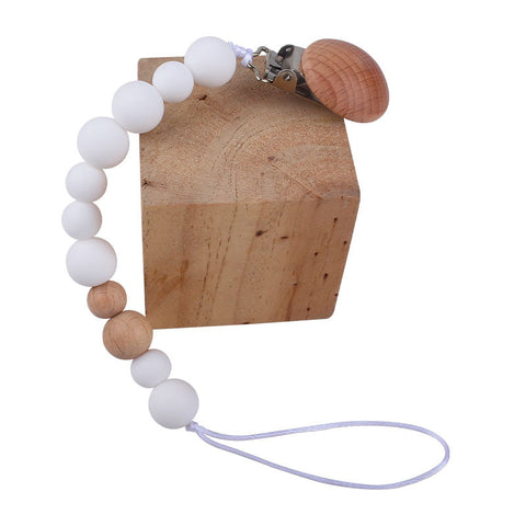Babyproducten Fopspeenclip – Siliconen Speenkoord met Beukenhouten Clips