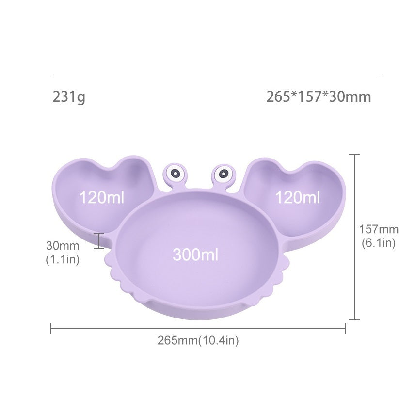 Siliconen Kinderbord met Vakken – Krabvormig Babybord met Lepel & Vork – Antislip & BPA-vrij