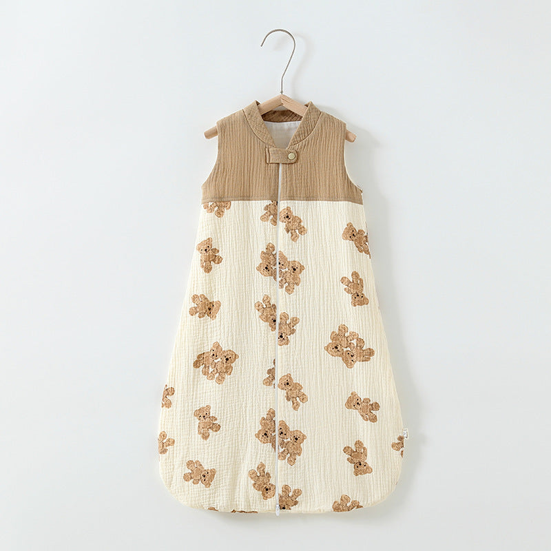 Baby Slaapzak met Dubbele Laag – Patchwork Wafel Gilet Slaapzak met Kraag – Ademend & Zacht