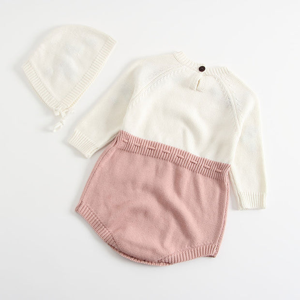 Geborduurde Baby Romper – Driehoek Jumpsuit voor Meisjes