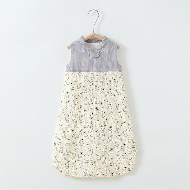 Baby Slaapzak met Dubbele Laag – Patchwork Wafel Gilet Slaapzak met Kraag – Ademend & Zacht