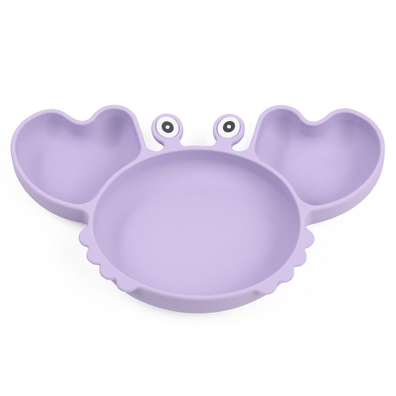 Siliconen Kinderbord met Vakken – Krabvormig Babybord met Lepel & Vork – Antislip & BPA-vrij