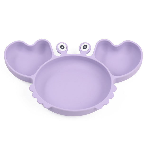 Siliconen Kinderbord met Vakken – Krabvormig Babybord met Lepel & Vork – Antislip & BPA-vrij