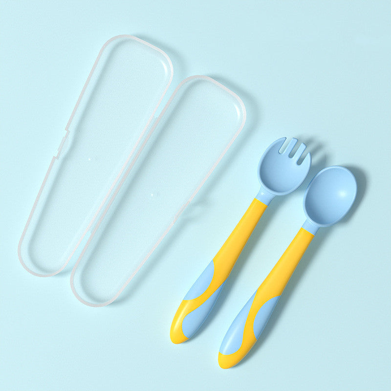 Baby Trainingsbestek Set – Lepel & Vork met Draaihendel – Veilig Kinderbestek