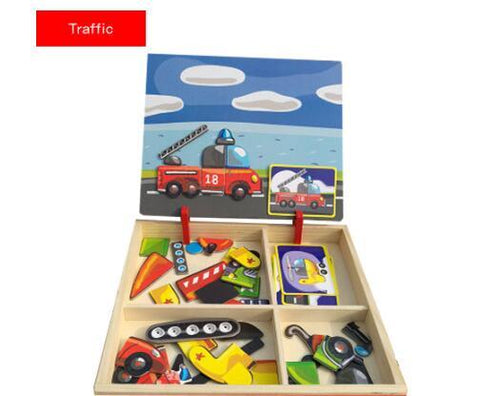 Montessori Magnetische Fun Puzzel – Educatief Houten Spel voor Kinderen