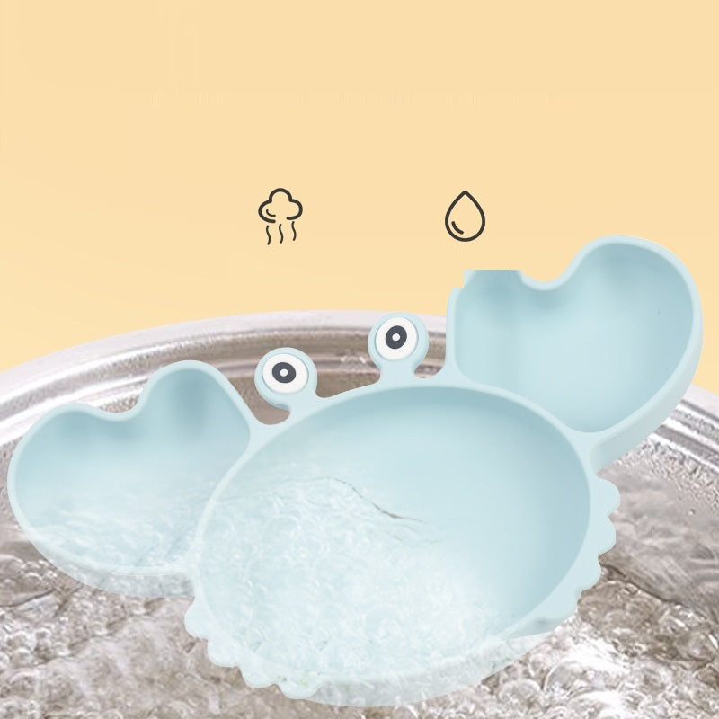 Siliconen Kinderbord met Vakken – Krabvormig Babybord met Lepel & Vork – Antislip & BPA-vrij