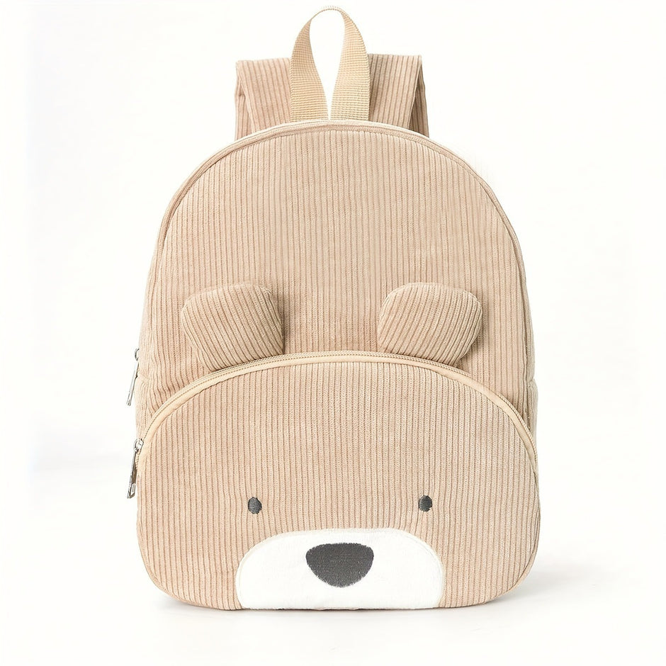 Kinder Rugzak met Geborduurd Diertje – Corduroy, Unisex & Slijtvast | Onder 20 L