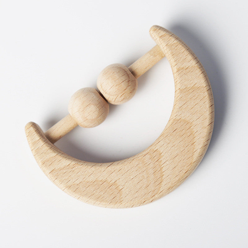 Houten Moon Beech Bijtring – Natuurlijke Textuur Rammelaar voor Doorkomende Tandjes
