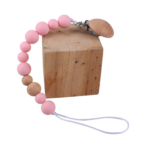 Babyproducten Fopspeenclip – Siliconen Speenkoord met Beukenhouten Clips