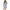 Asymmetrische Midirok Jurk met Strepen – Blauw, Wit & Oranje | 3/4 Mouwen