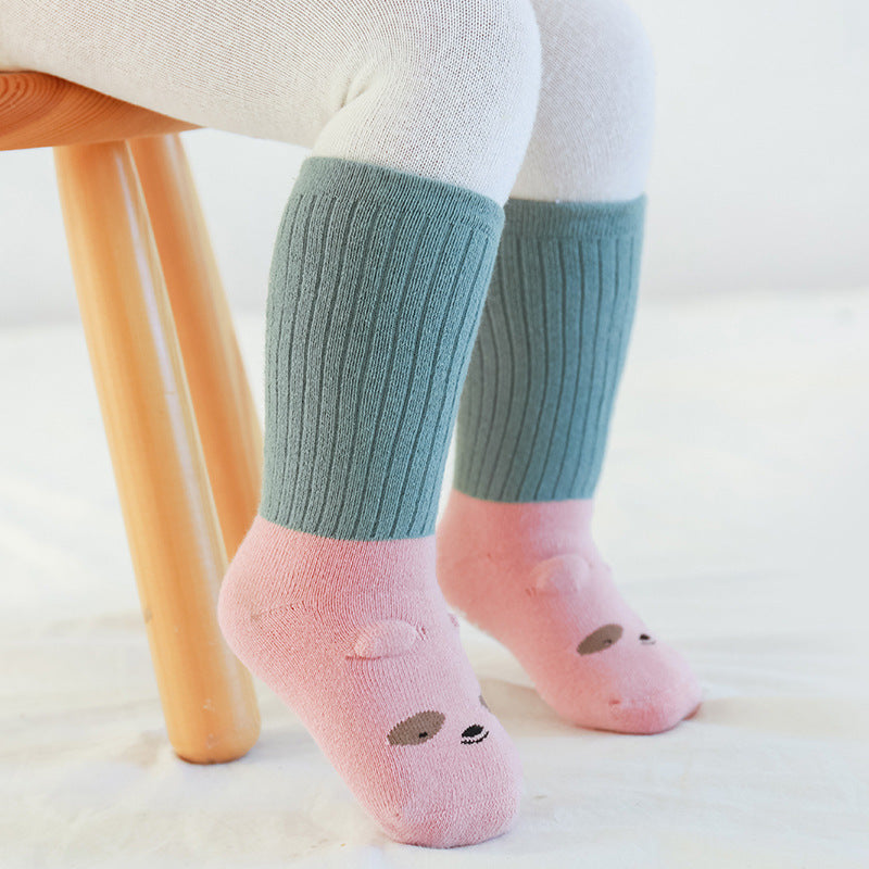Dikke Badstof Baby Sokken met Middenstuk en 3D Anti-Slip Zool