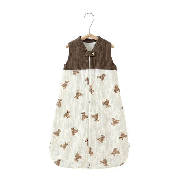 Baby Slaapzak met Dubbele Laag – Patchwork Wafel Gilet Slaapzak met Kraag – Ademend & Zacht