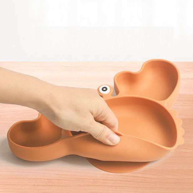Siliconen Kinderbord met Vakken – Krabvormig Babybord met Lepel & Vork – Antislip & BPA-vrij