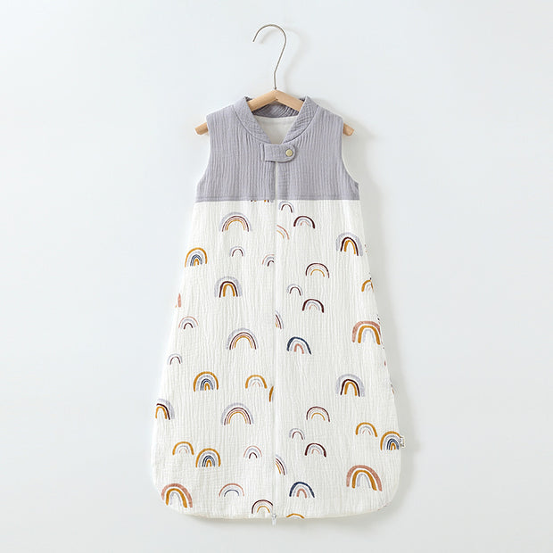 Baby Slaapzak met Dubbele Laag – Patchwork Wafel Gilet Slaapzak met Kraag – Ademend & Zacht