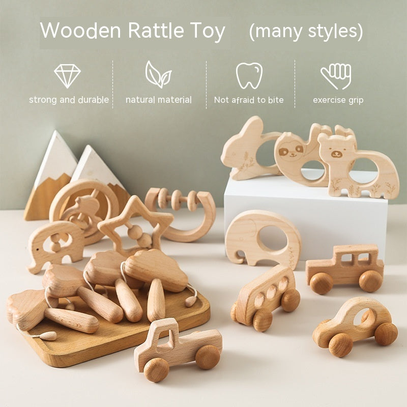 Houten Rammelaar Wolkenset – Montessori Speelgoed voor Baby’s