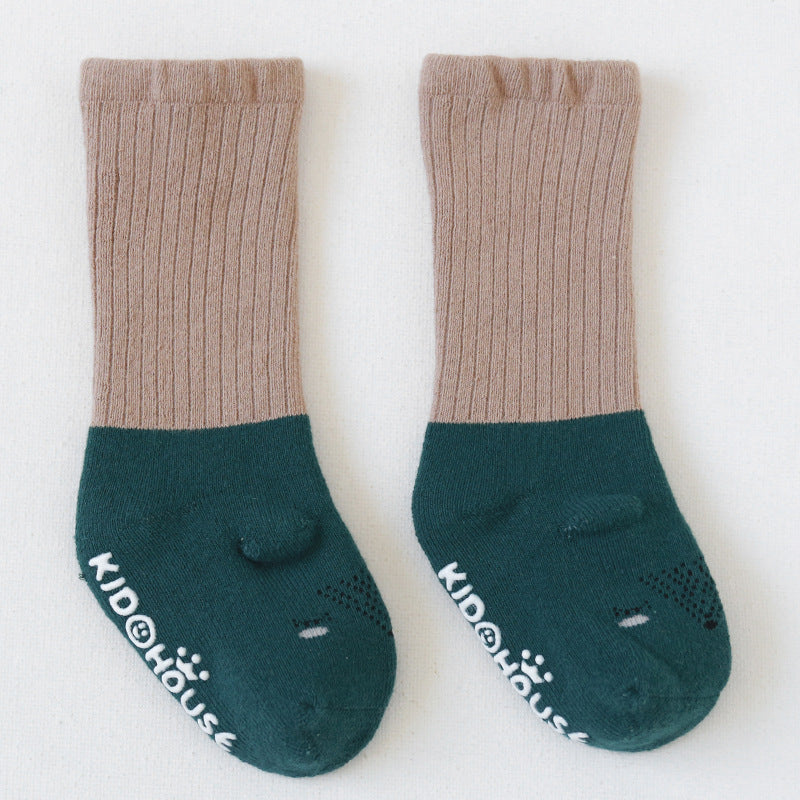 Dikke Badstof Baby Sokken met Middenstuk en 3D Anti-Slip Zool