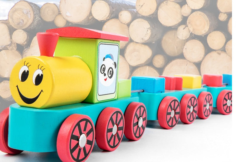 Educatieve Houten Trein – Vormensorteerder en Stapelbare Blokken voor Kinderen