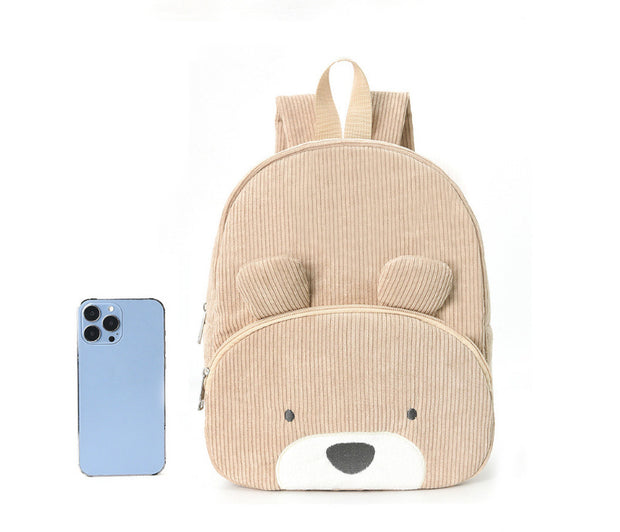 Kinder Rugzak met Geborduurd Diertje – Corduroy, Unisex & Slijtvast | Onder 20 L