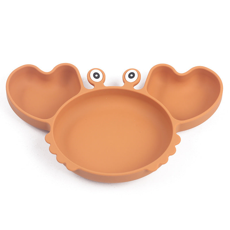 Siliconen Kinderbord met Vakken – Krabvormig Babybord met Lepel & Vork – Antislip & BPA-vrij