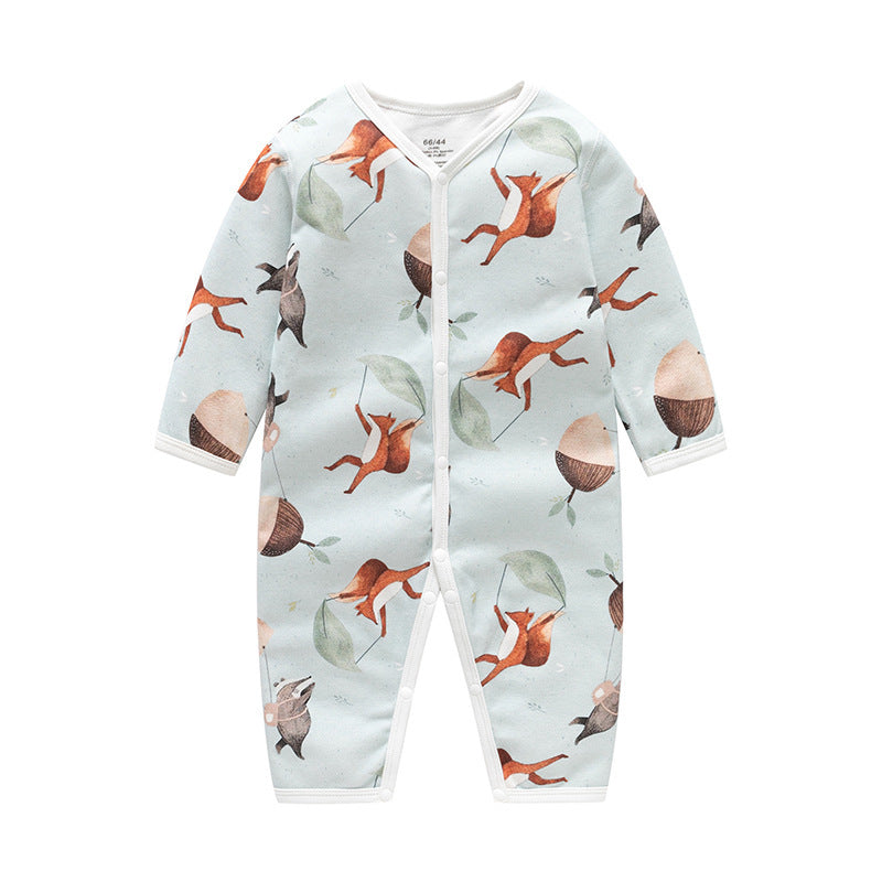 Babypakje met Vos & Beer Print | Comfortabel Rompertje voor Lente & Herfst