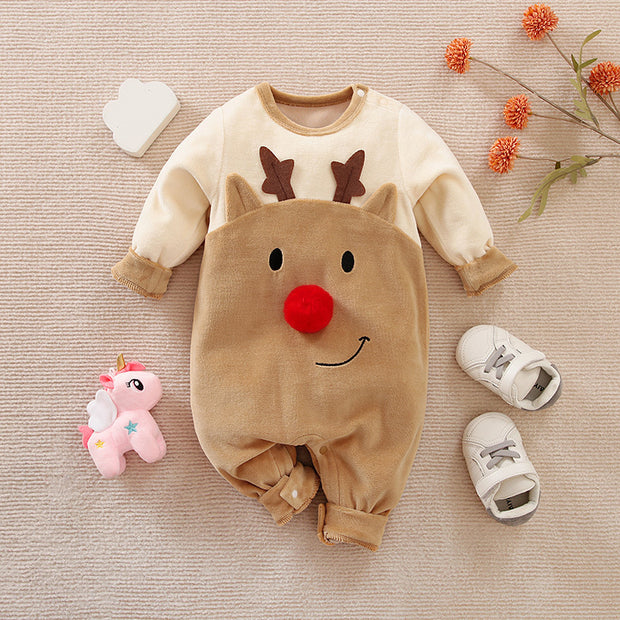 Kerst Baby Romper | Dikke Pluche Fawn One-Piece