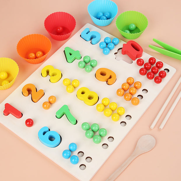 Montessori Houten Kralenbord – Cijferherkenning & Fijne Motoriek (Peuters & Kleuters)
