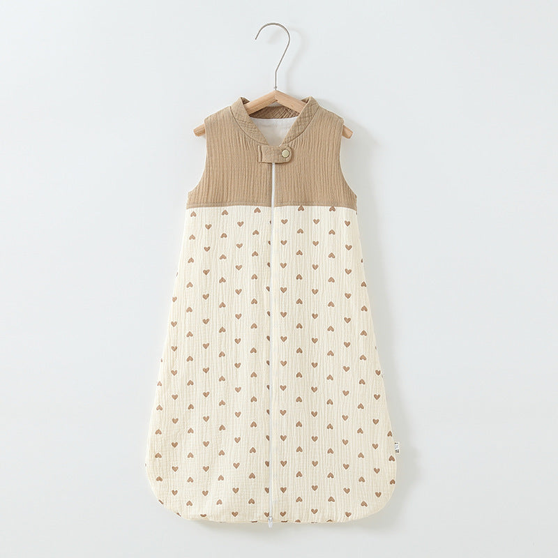 Baby Slaapzak met Dubbele Laag – Patchwork Wafel Gilet Slaapzak met Kraag – Ademend & Zacht