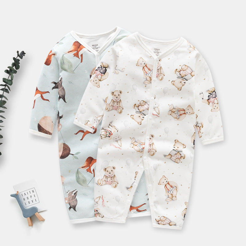 Babypakje met Vos & Beer Print | Comfortabel Rompertje voor Lente & Herfst
